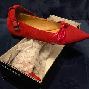 Red flats with tiny tiny heel